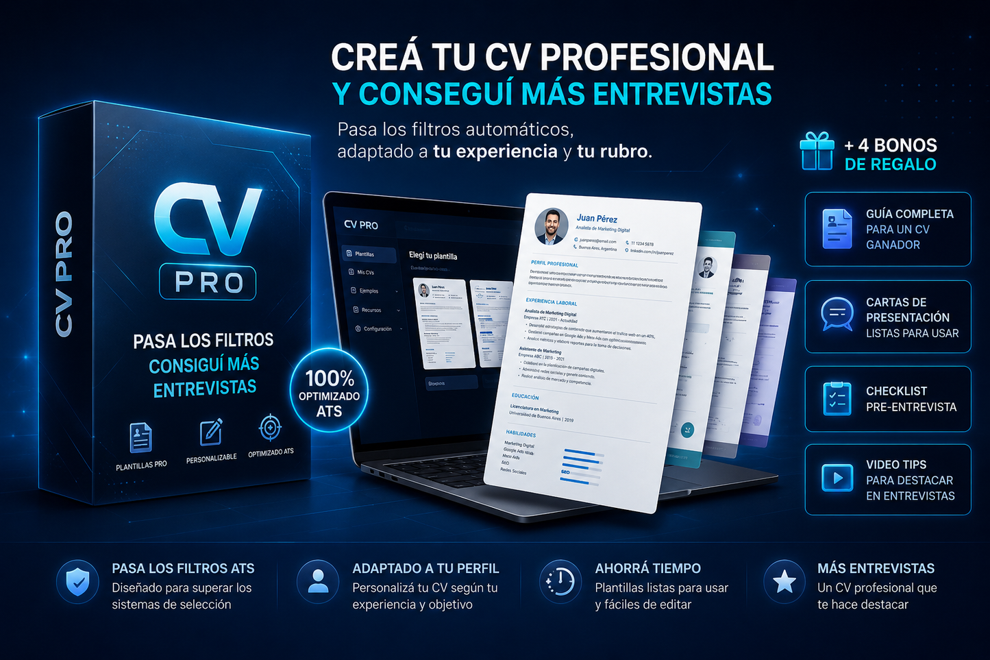 CV Pro — Tu herramienta para crear CVs + 4 Bonos de Regalo